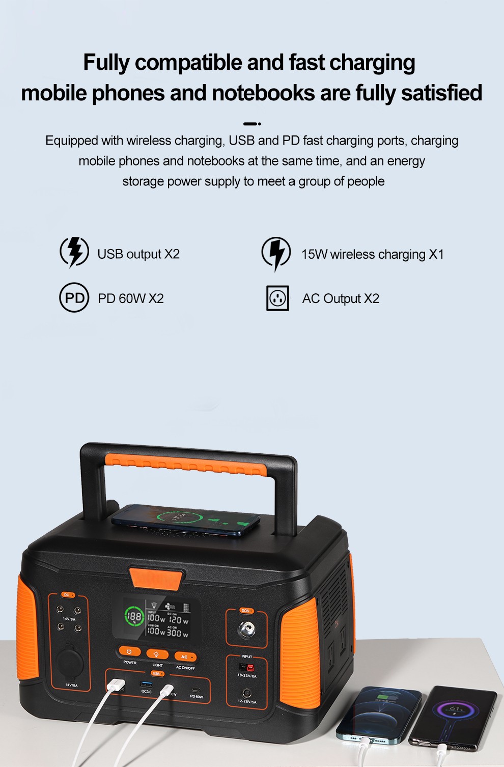 VPX J500 · 14.8V/30Ah Portable Power Station