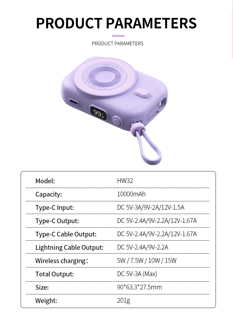 VPX HW32 · Magnetic Wireless  Charging Power Bank