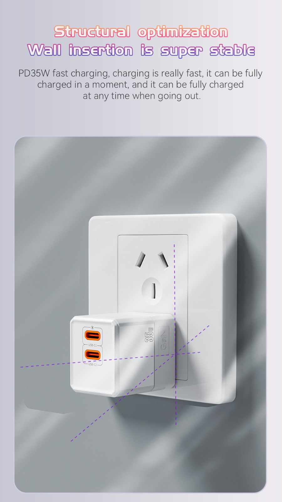 VPX U63 · GaN PD 35W Dual USB-C Charger